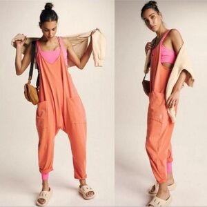NWT Free People Movement | Hot Shot Onesie In Mandarin Red